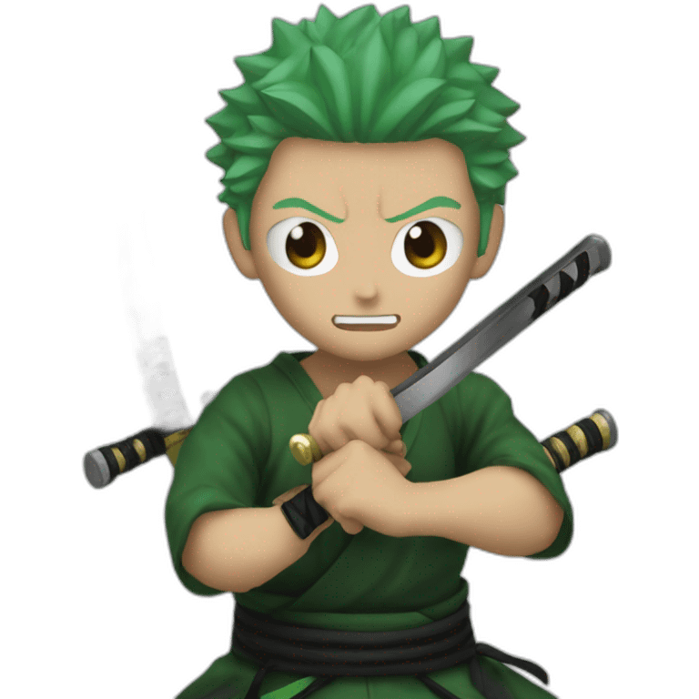 Realistique Rononoa zoro with his 3 katanas emoji