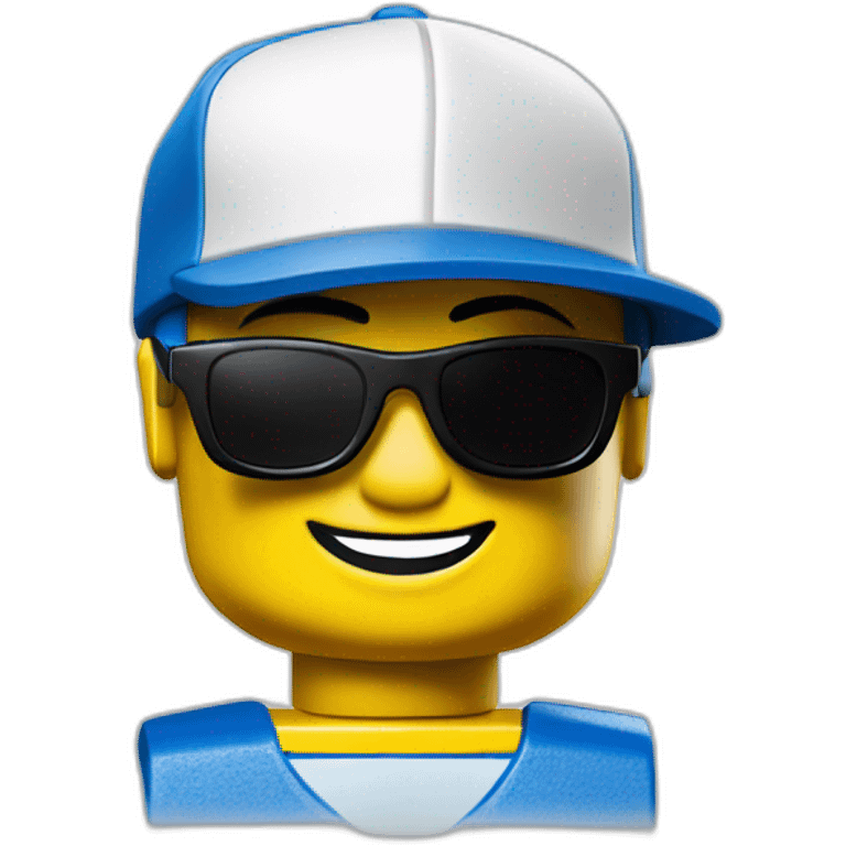 Lego in sport sunglasses and sport cap emoji