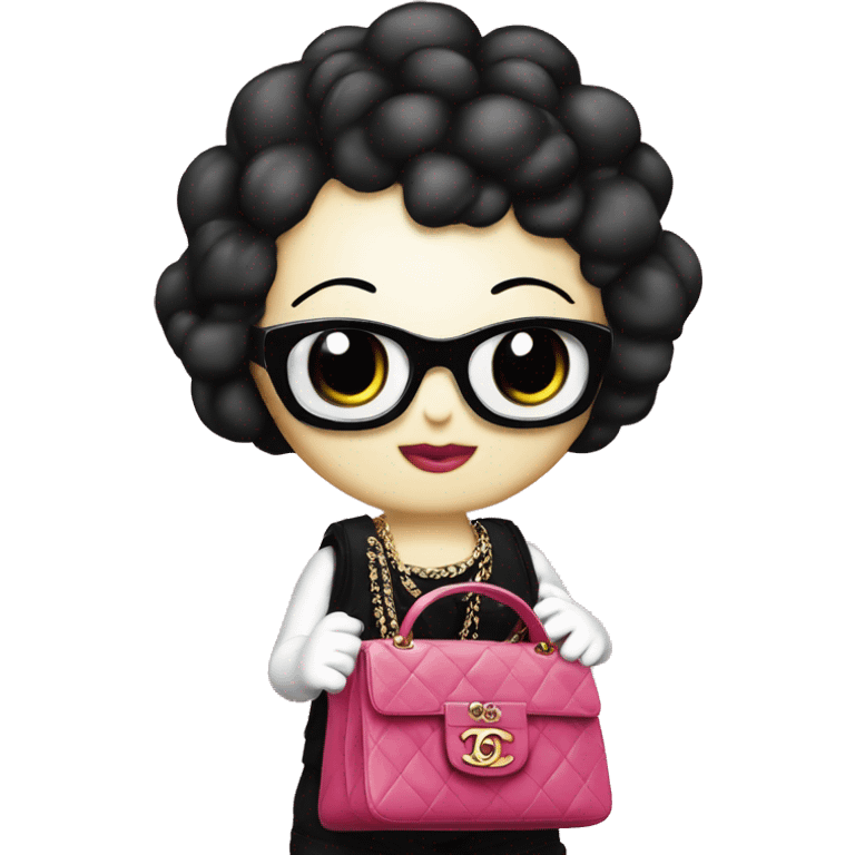 Hello Kitty with a black bag Timeless Chanel emoji