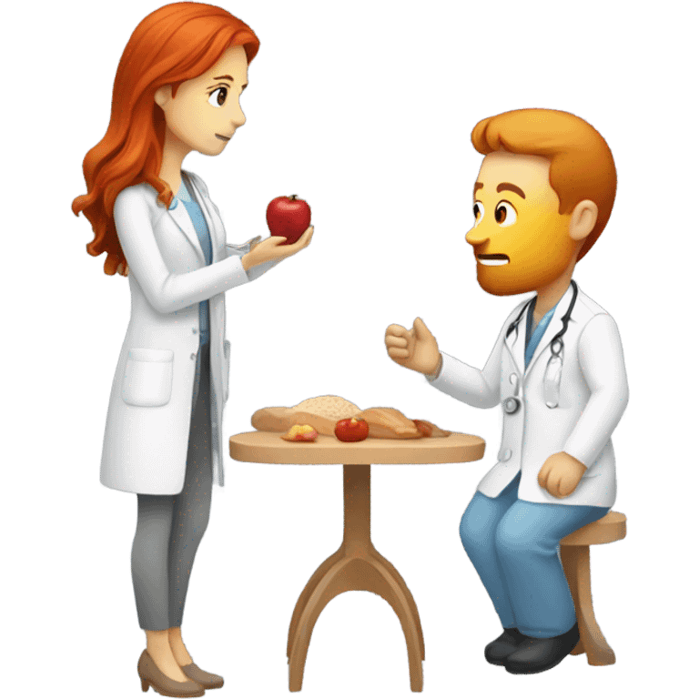 red hair nutritionist with a patient emoji