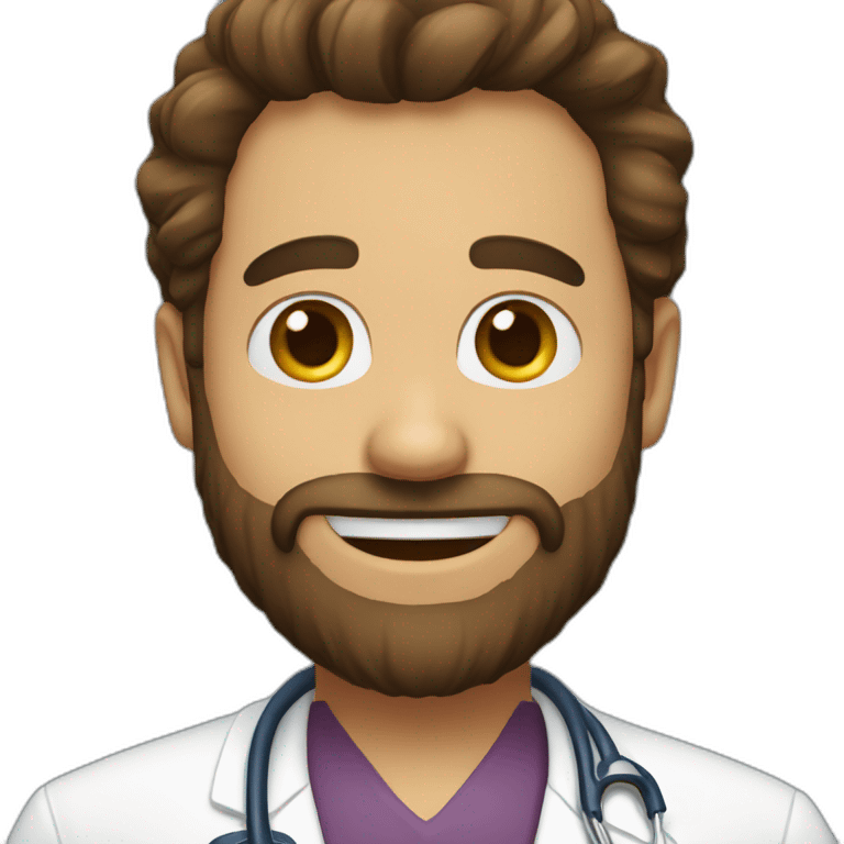 doctor brown beard smiles short emoji