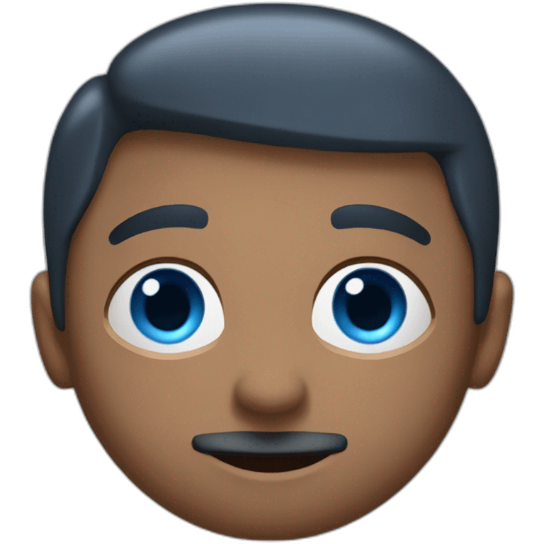 Homme brun yeux bleu qui fait cœur avec ses mains emoji