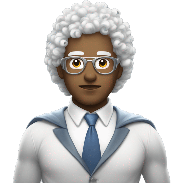 curly hair white man and super 'T' pigeon crossover superhero. his superpower is being good at design emoji