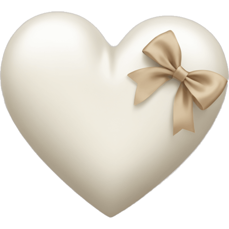 white heart with beige satin bow emoji