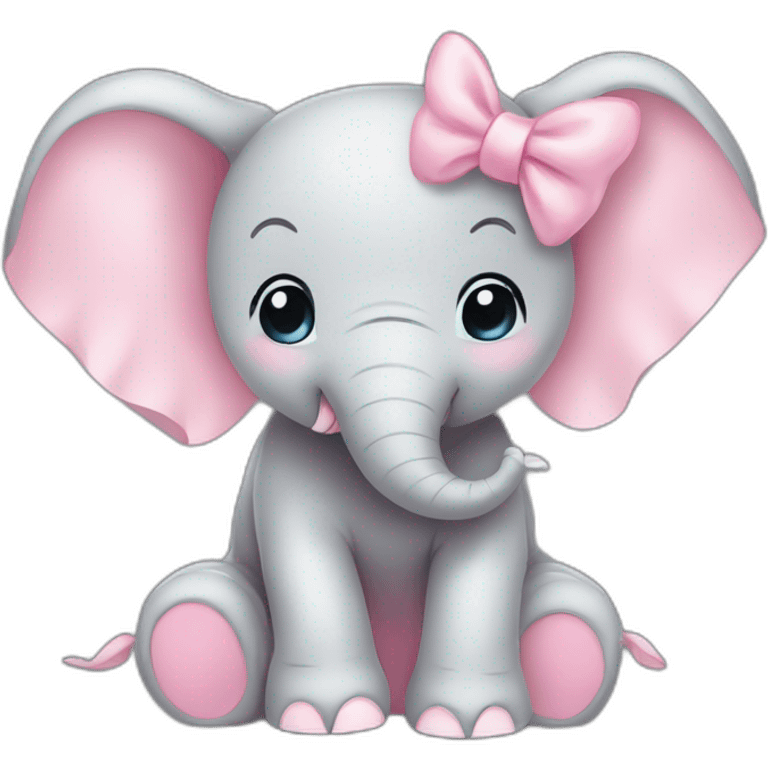 elephant baby pink bow smiling emoji