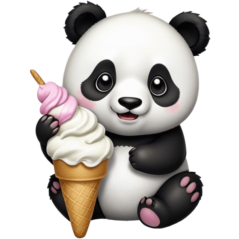 Panda eating ice cream emoji