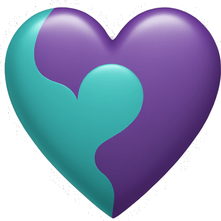 half teal half purple heart emoji