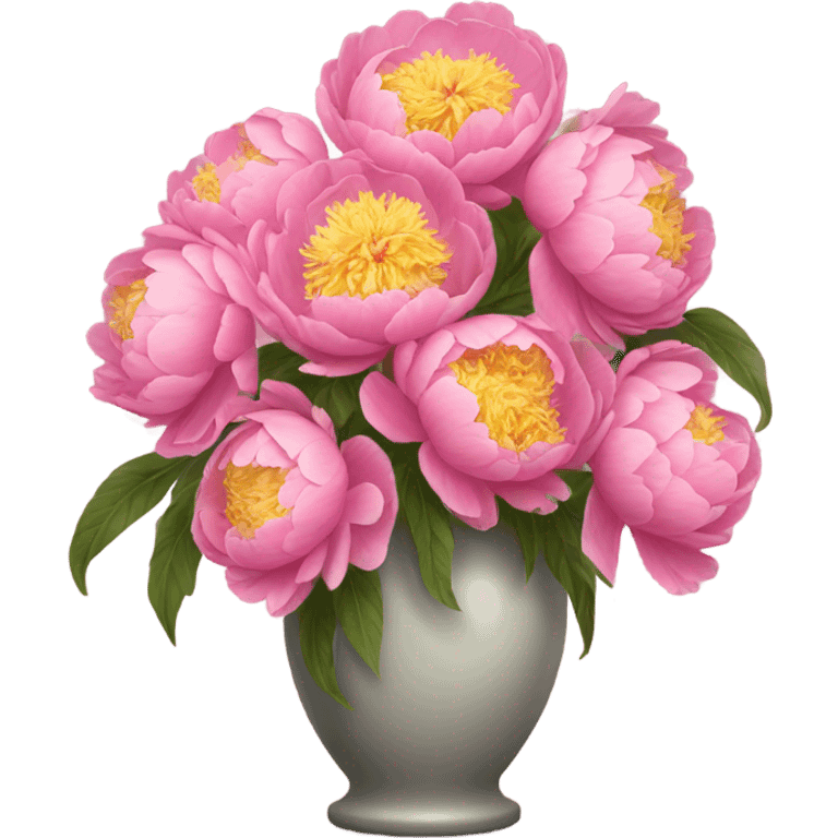 A vase of pink and yellow peony  emoji