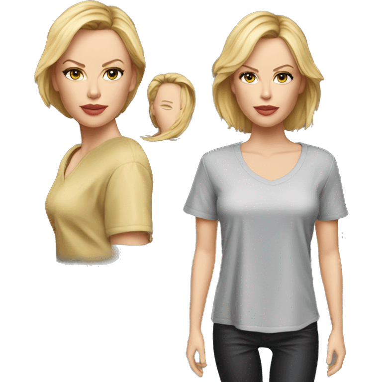 ultra realistic charlize theron wearing shirt emoji