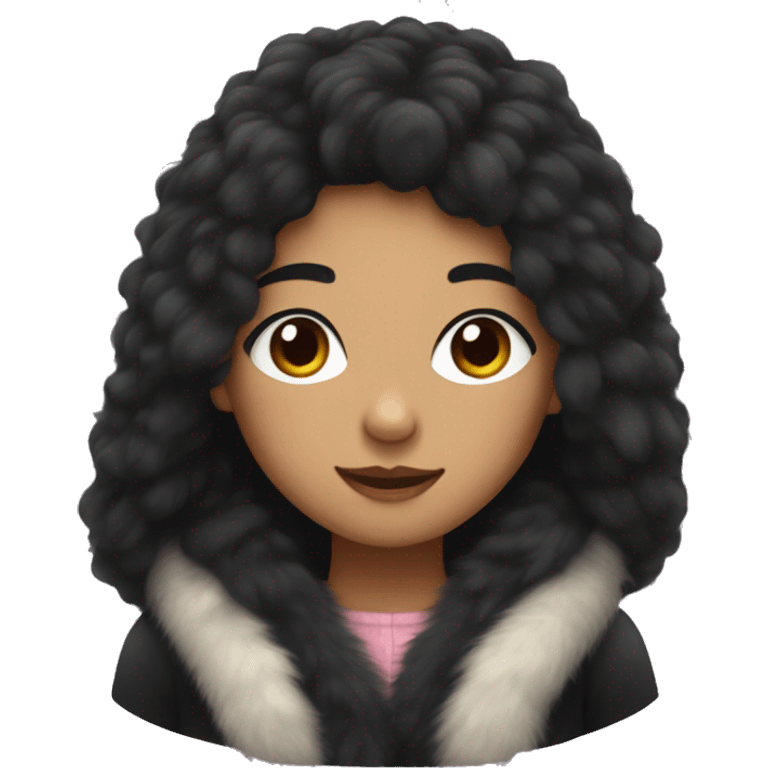 girl with black hair and full furrcoat emoji