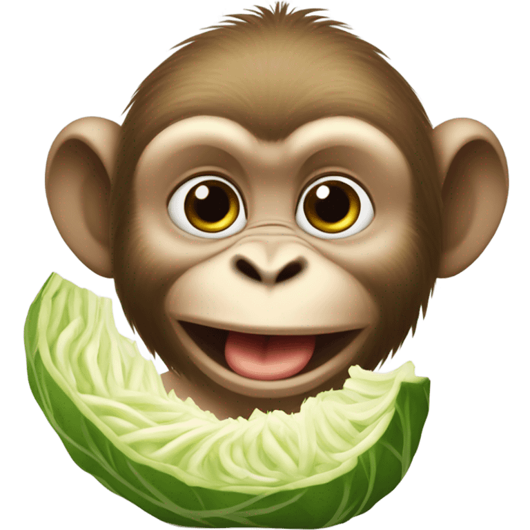 fat Barbary Macaque chews cabbage emoji