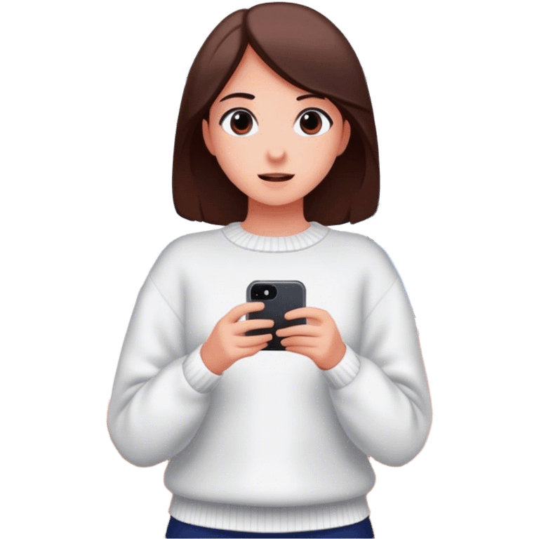 girl in white sweater indoors emoji