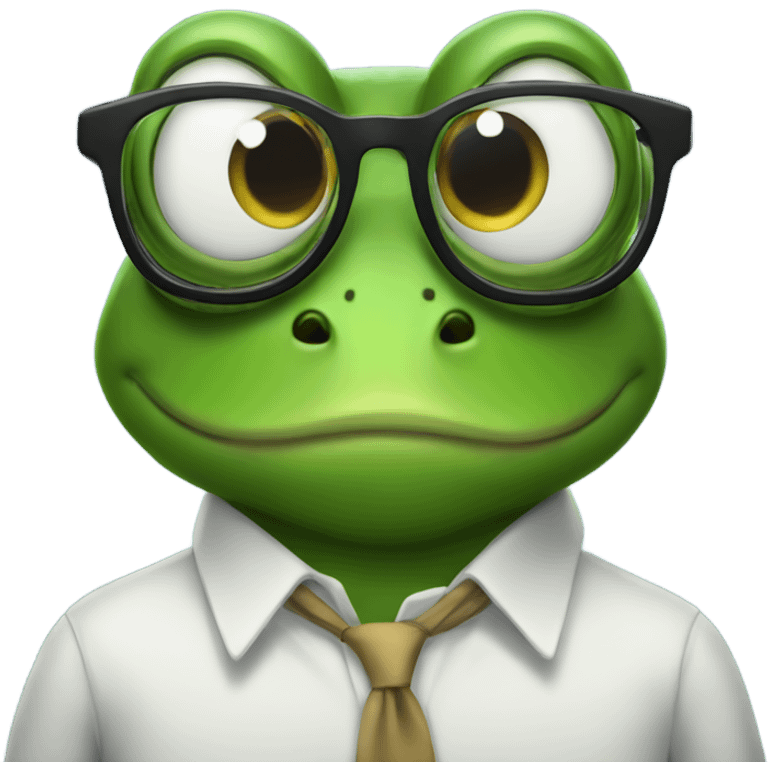 Nerdy frog with glasses  emoji