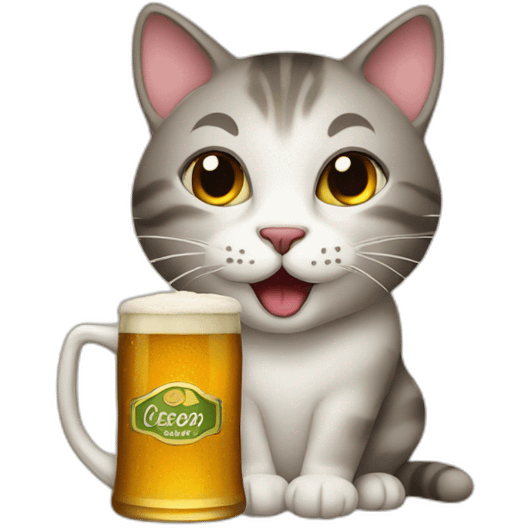 cat with beer emoji