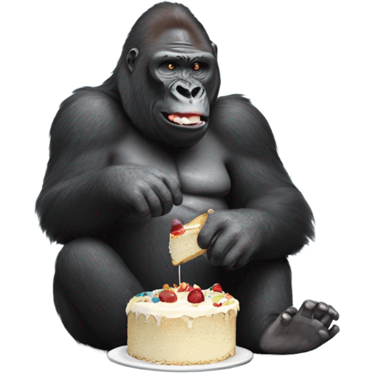 Disabled gorilla eating cake emoji