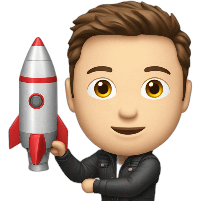 elon musk playing with rocket toy emoji