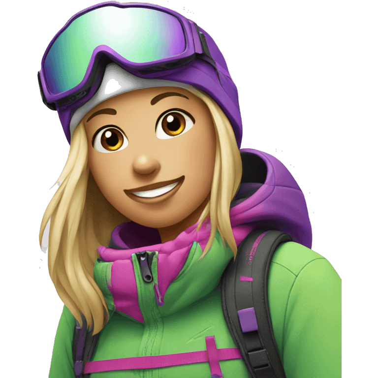 Snowboard girl pink green purple  emoji