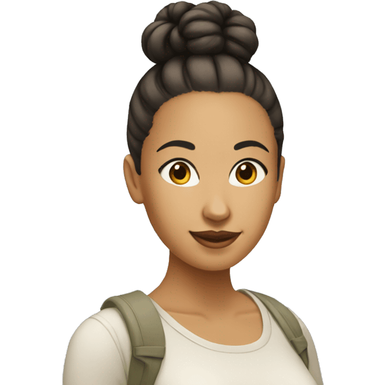 mixed race lady with bun who likes coding emoji