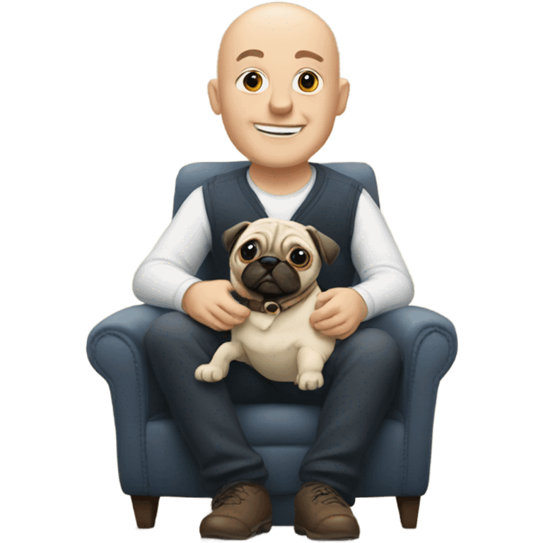 bald man with pug emoji