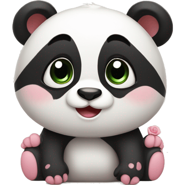 Cute panda with rosy cheeks emoji