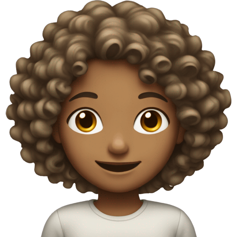 Smiling girl with a soft curly hair  emoji