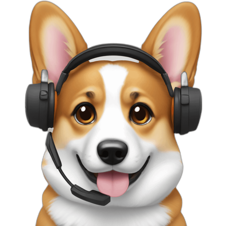 corgi on phone headset emoji