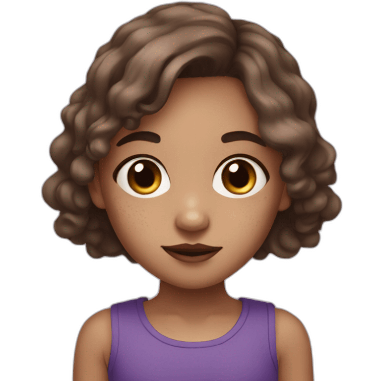 Girl with purple eyes and brown  hair  and vitiligo  emoji