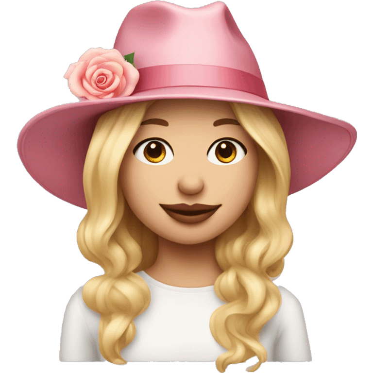 A blonde girl with rose pig nose and hat emoji