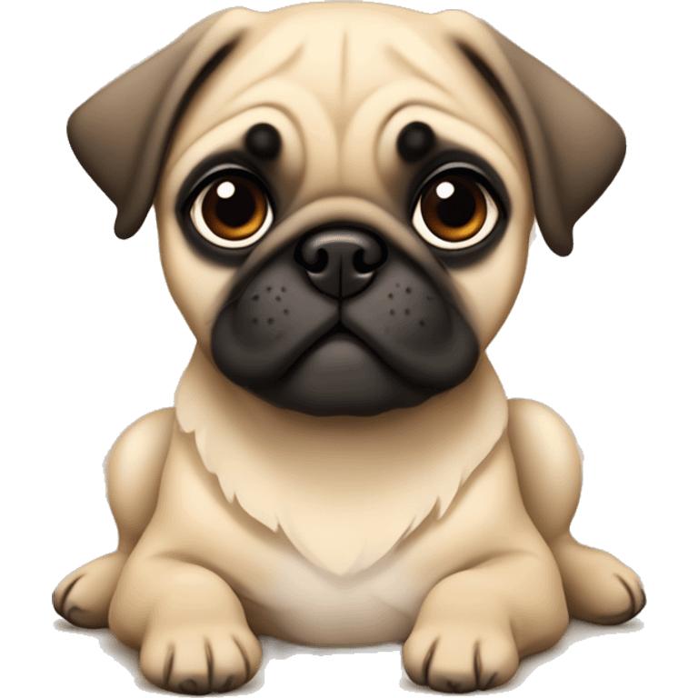 Fawn pug puppy laying emoji