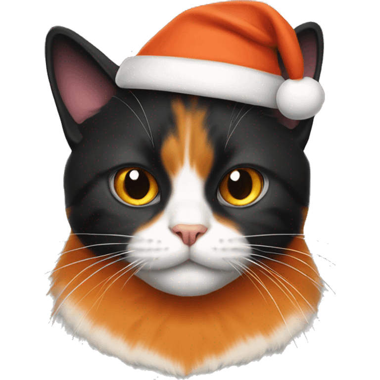 Orange cat and black cat wearing Santa hats emoji