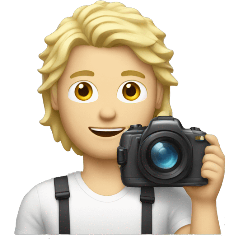 blonde guy with mullet holding a camera emoji