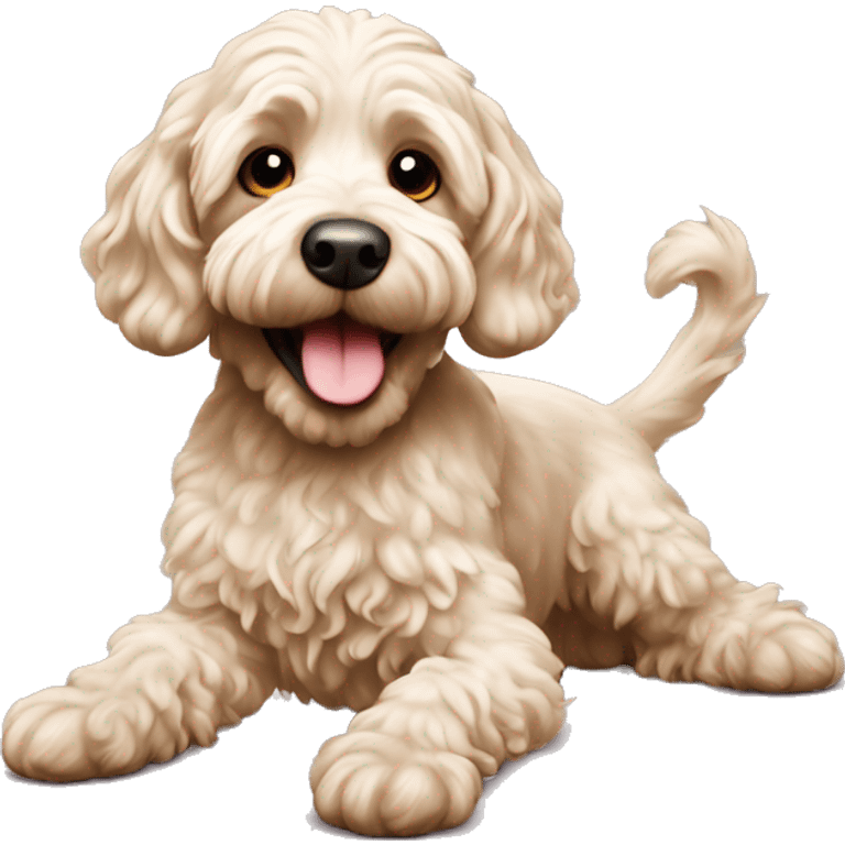 Cockapoo playing emoji