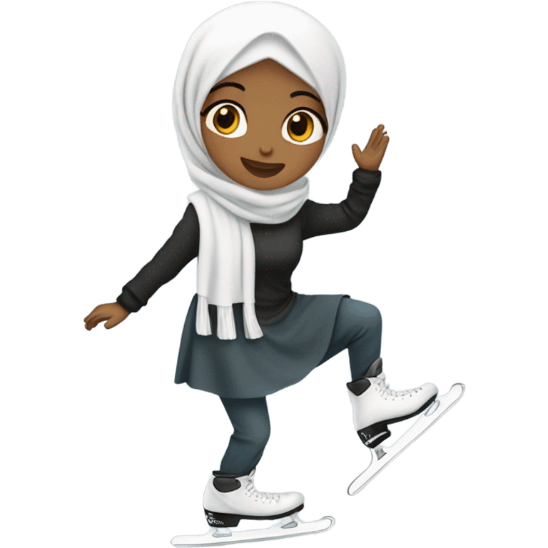 A hijabi girl ice skating  emoji