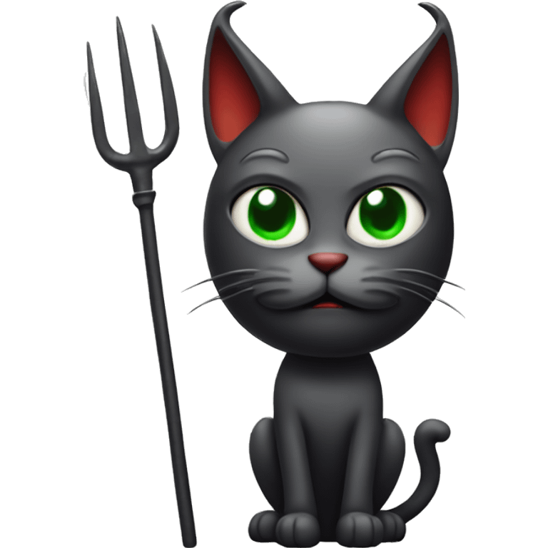 Evil cat with devil horns and a pitchfork emoji