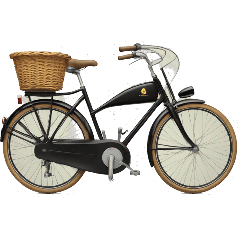 peugeot vintage black bike with front basket  emoji