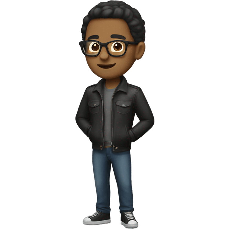 Nerd with moto jacket emoji