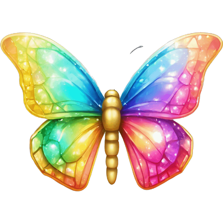 One Shiny-Colorful-Iridescent-Sparkle-Rainbow-Gradient-Crystal-Gem-Butterfly-Crystal-Fly emoji