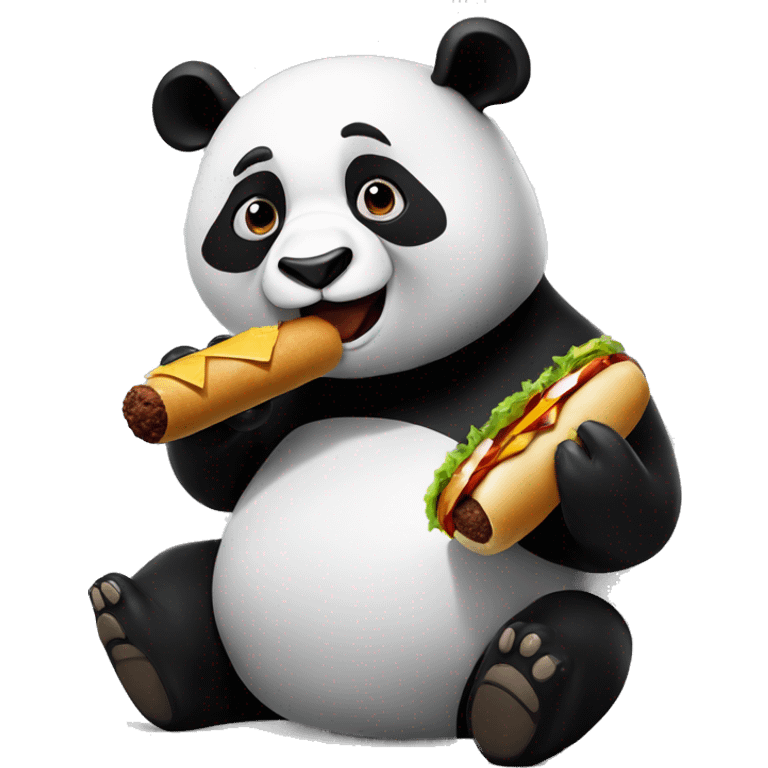 Panda smoking a giant cigar and eating a cheeseburger emoji