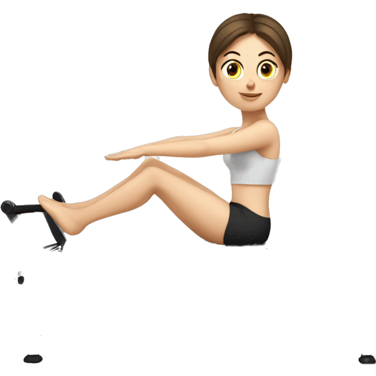 brunette white girl doing reformer Pilates emoji