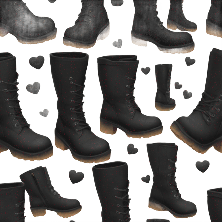 knee high chunky black boots emoji