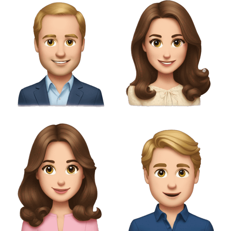 William Windsor and Kate Middleton and Prince george and princess charlotte and prince louis emoji