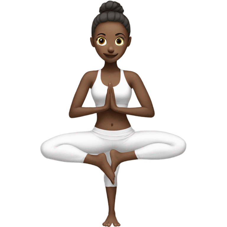 Emoji face. Skinny fit yoga girl. White emoji