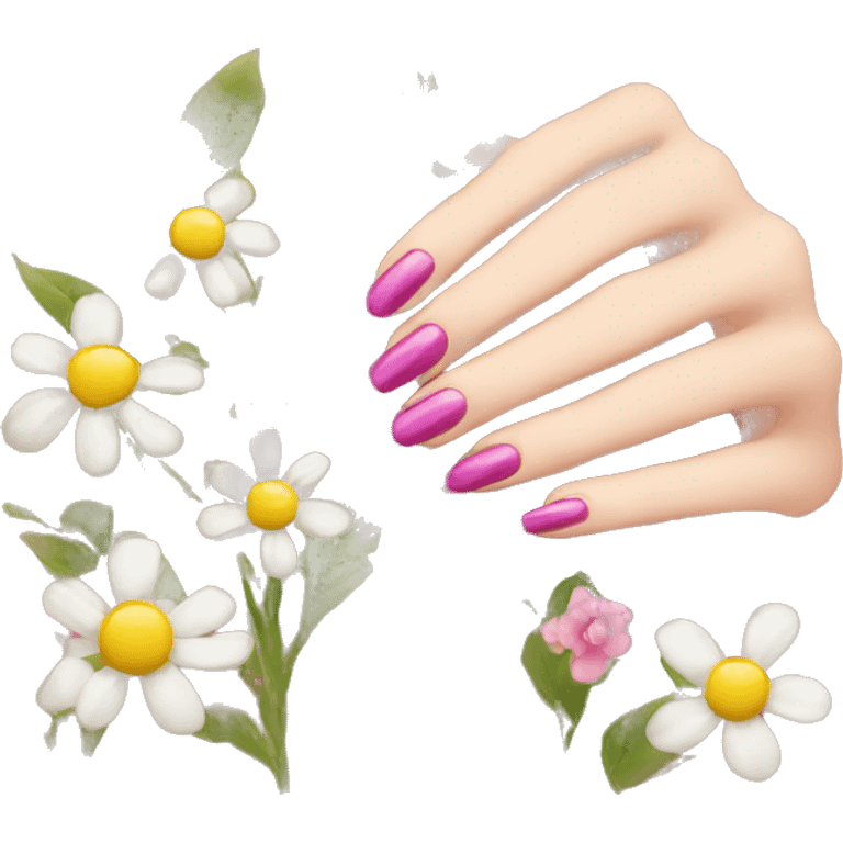 Nails with flowers emoji