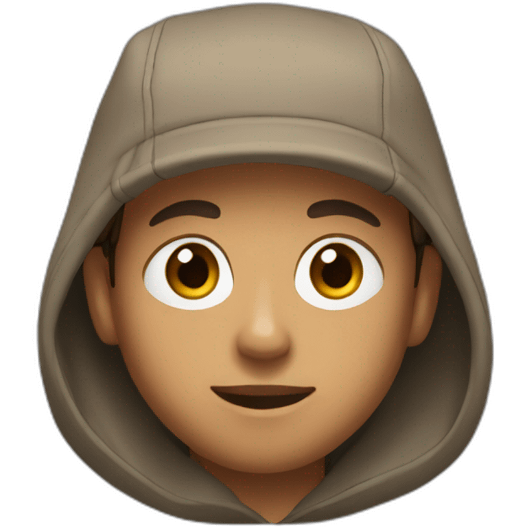 light brown boy with hair until his ears wearing a black nike cap and nike hoodie and medium eye opening emoji