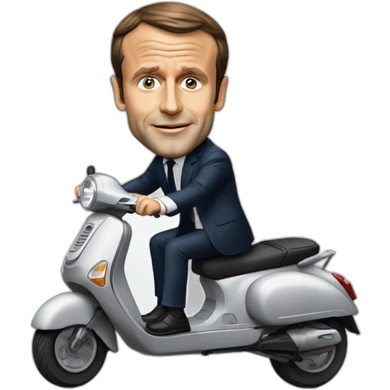 Emmanuel Macron sur un scooter emoji