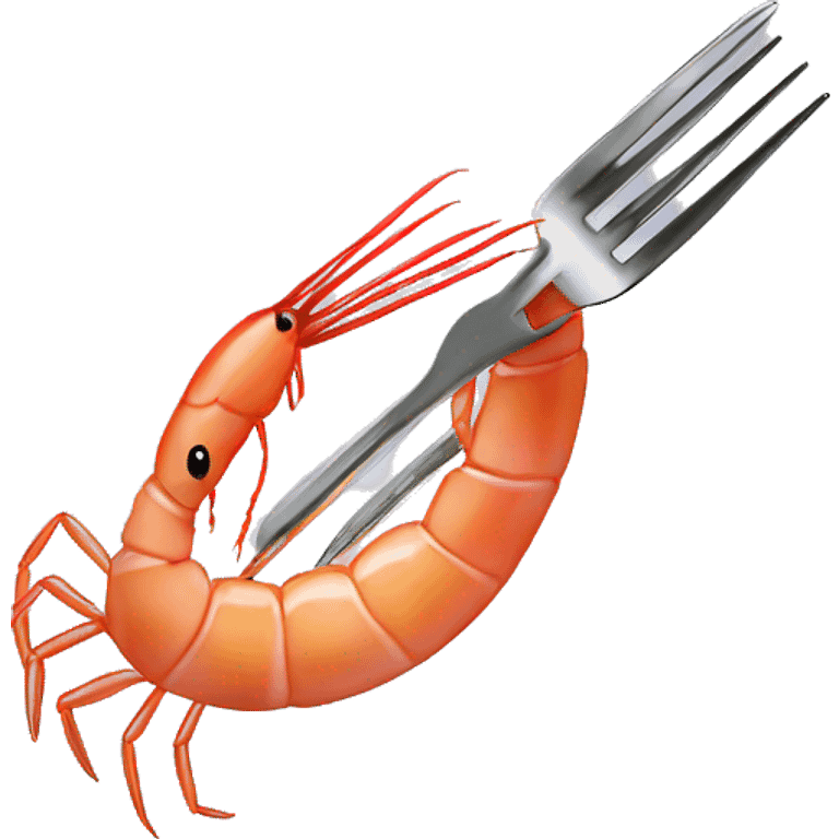 A fork piercing a shrimp emoji