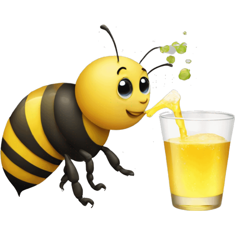 Cute bee sipping a drink  emoji