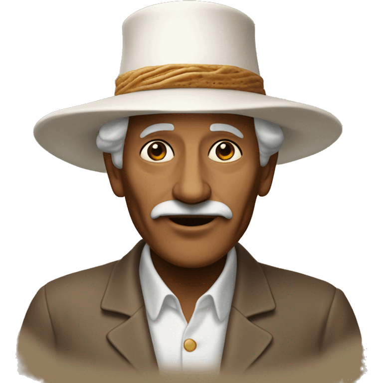 God ussop; 80 years old ;proud;brown man with bread; very long nose; long white hat emoji