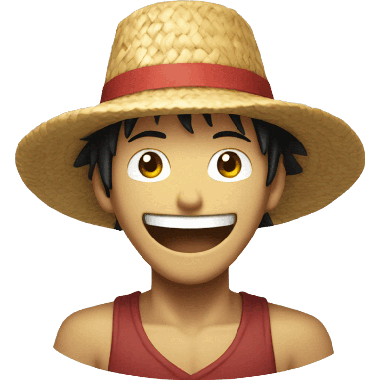 Smiling emoji wearing the Straw Hat from one piece  emoji