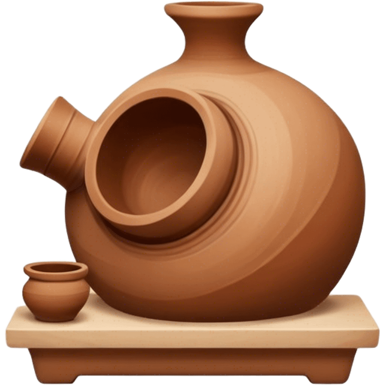 Pottery, clay sculpture, pottery wheel, earthy tones, simple design, minimalistic, on a white background, no extra details emoji